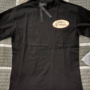 AMIRI Black Tee with Red and White Logo